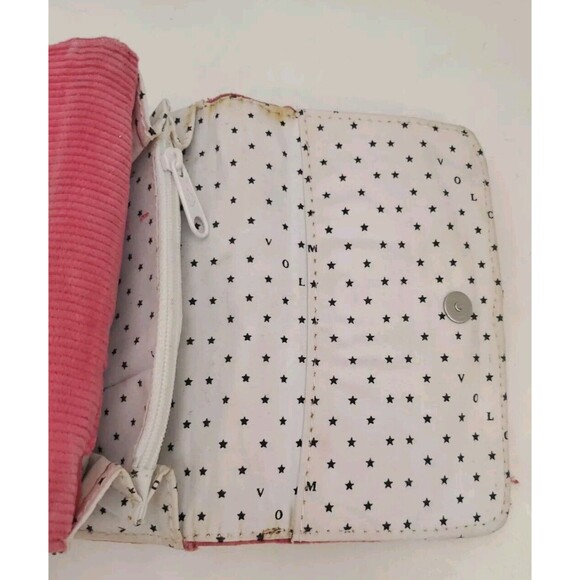 Volcom Women's Pink snap Button Wallet Corduroy 100% Cotton 5.5" - Picture 12 of 12